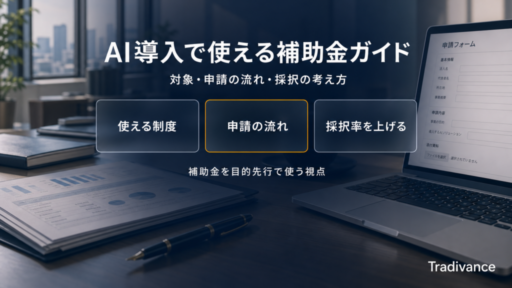 AI導入で使える補助金ガイド｜対象・申請の流れ・採択の考え方