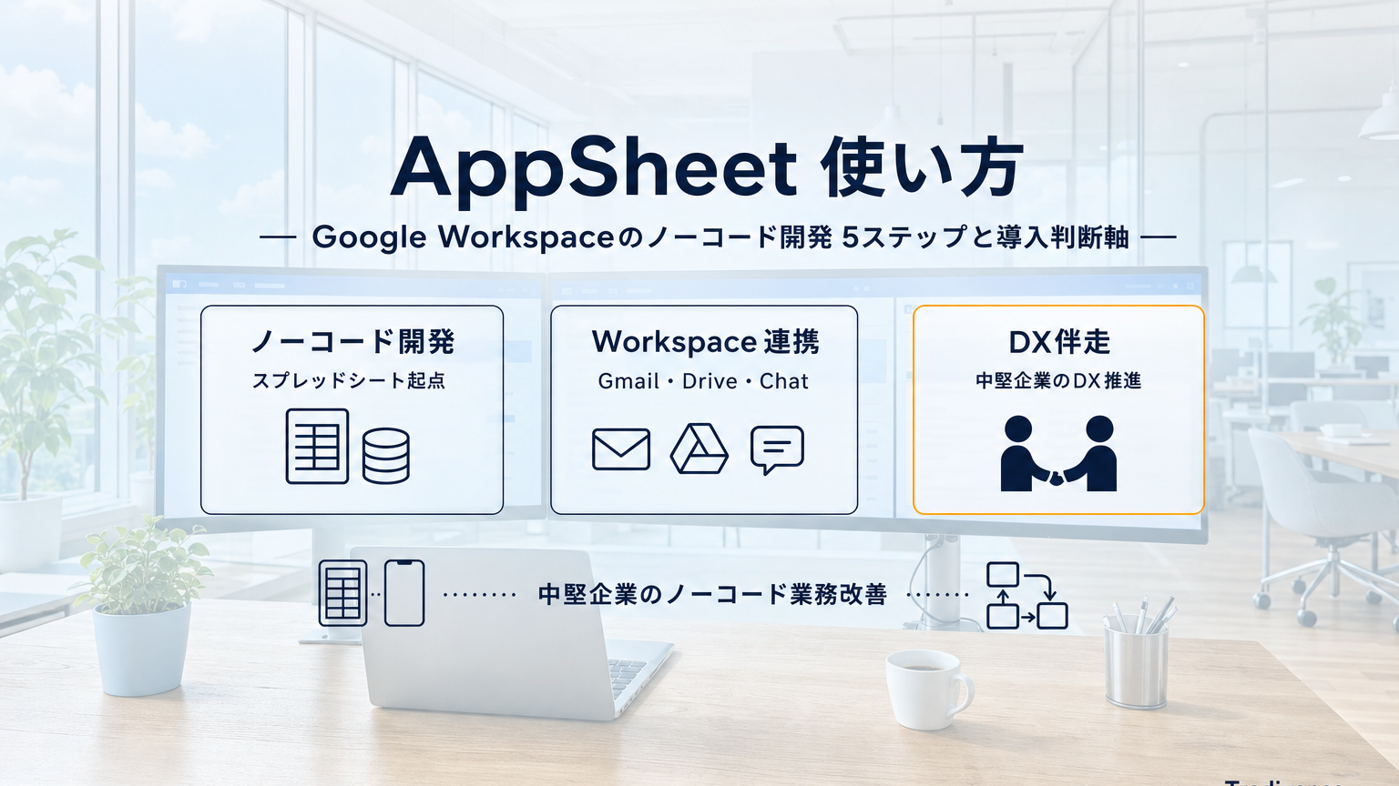 AppSheet 使い方 Google Workspaceのノーコード開発 5ステップと導入判断軸のアイキャッチ