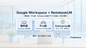 Google Workspace × NotebookLM 無料版・Pro版・Enterprise版のプラン別違いと導入事例のアイキャッチ